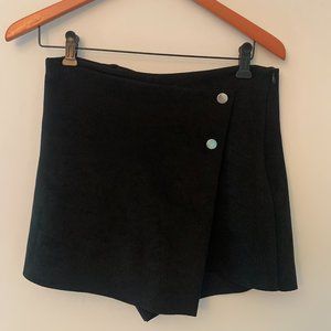 Zara Black Faux Suede Cross Skort